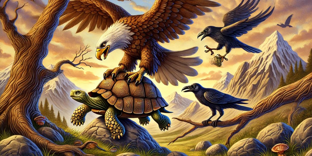 Fábula de Fedro El águila, la corneja y la tortuga