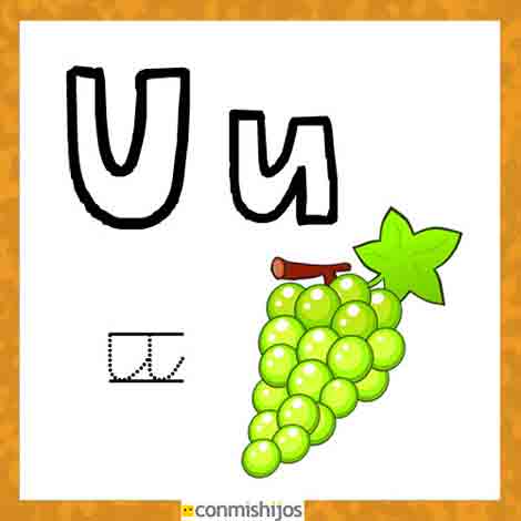 Fichas para aprender las letras y colorear. Letra U Fichas para aprender las letras y colorear. Letra U