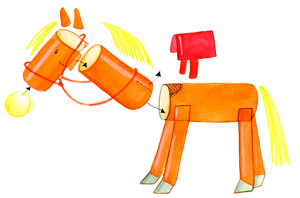 Manualidad infantil para fabricar un jinete y su caballo paso 1