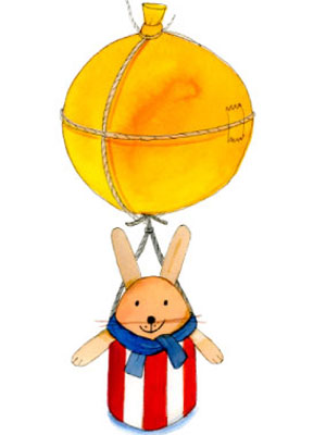 Manualidad infantil para fabricar un conejo de pascua volando en un globo aerostático paso 2