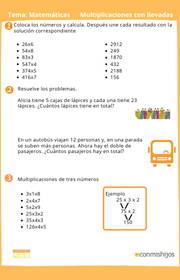 Ficha de Multiplicacion con llevadas para 3º de Primaria