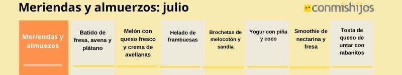 meriendas y almuerzos en julio