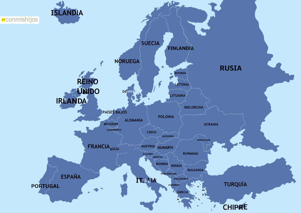 Mapas de Europa para niños: 7 mapas temáticos del continente europeo