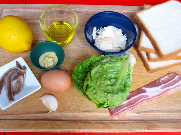 Receta infantil de ensalada César paso 1