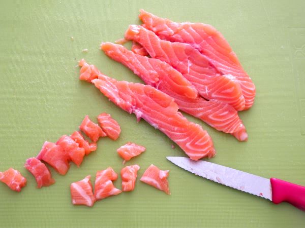Receta infantil de ensalada de lentejas con salmón paso 5