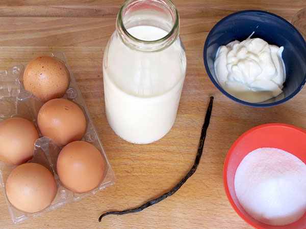 Receta infantil de helado de vainilla paso 1