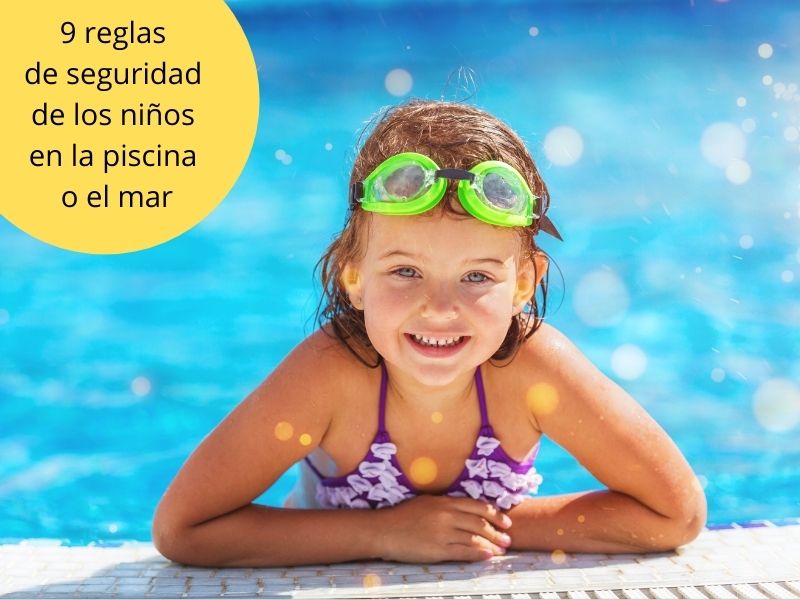 Niño con gorro de baño y gafas de natación en la piscina el niño