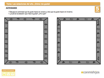 Actividades para cada estación del año. Ficha para niños