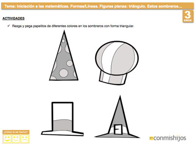 Ejercicio para que los niños conozcan figuras triangulares