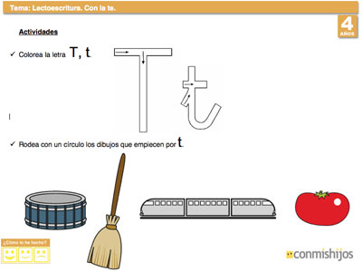 Aprender a escribir la letra T