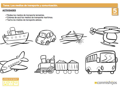 Ejercicio para conocer los medios de transporte