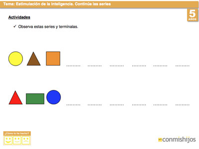 Continúa la serie. Ficha para desarrollar la observación en los niños