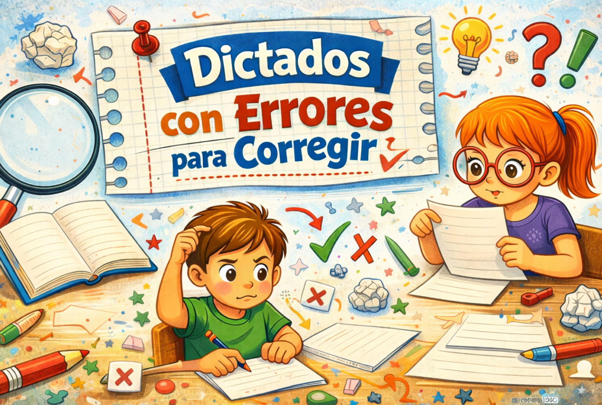 Dictados Dictados cortos con errores para niños