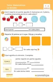 ejercicio de matemáticas para aprender a dividir