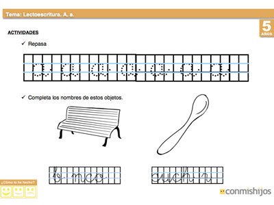 Escribir la letra A. Ejercicio para niños de 5 años