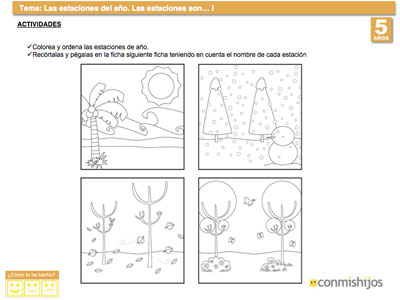 Ejercicio de las estaciones del año para niños de 5 años