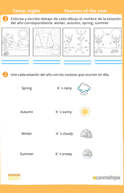 Las estaciones del año en inglés. Ejercicio para niños