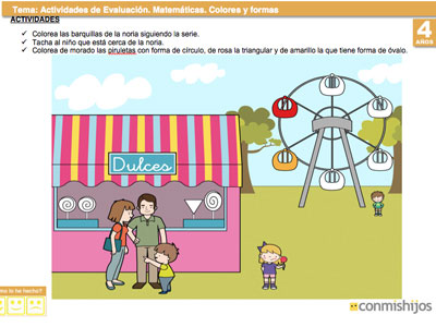 Evaluación de matemáticas. Colores y formas