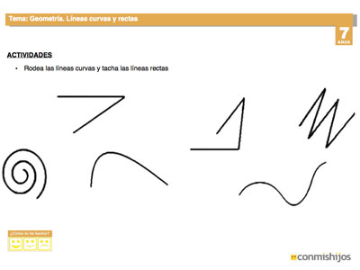 Ficha de líneas curvas y rectas