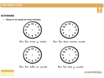 Ficha de las horas