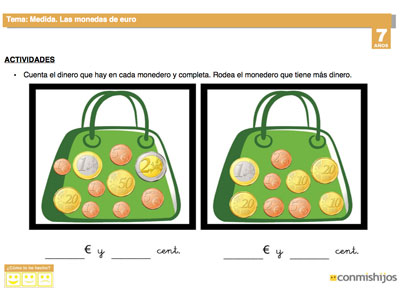 Ficha de las monedas de euro