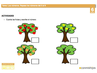 Fichas escolares de matemáticas