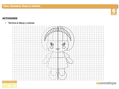 Ficha de simetría. Ejercicios escolares de geometría