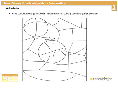 Ficha de estimulación de la inteligencia. La fruta escondida