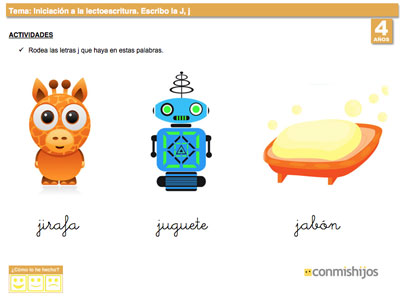 Ficha de para aprender a escribir la letra J