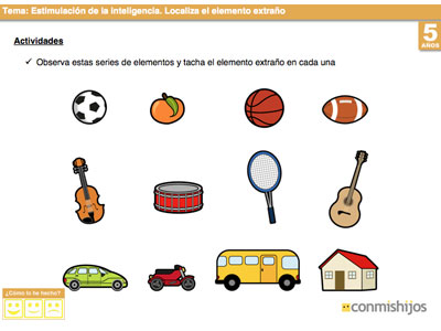 Ficha de estimulación de la inteligencia para niños