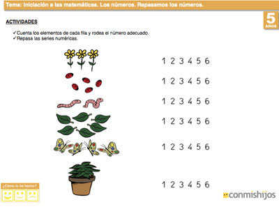 Ejercicio de matemáticas para niños de 5 años