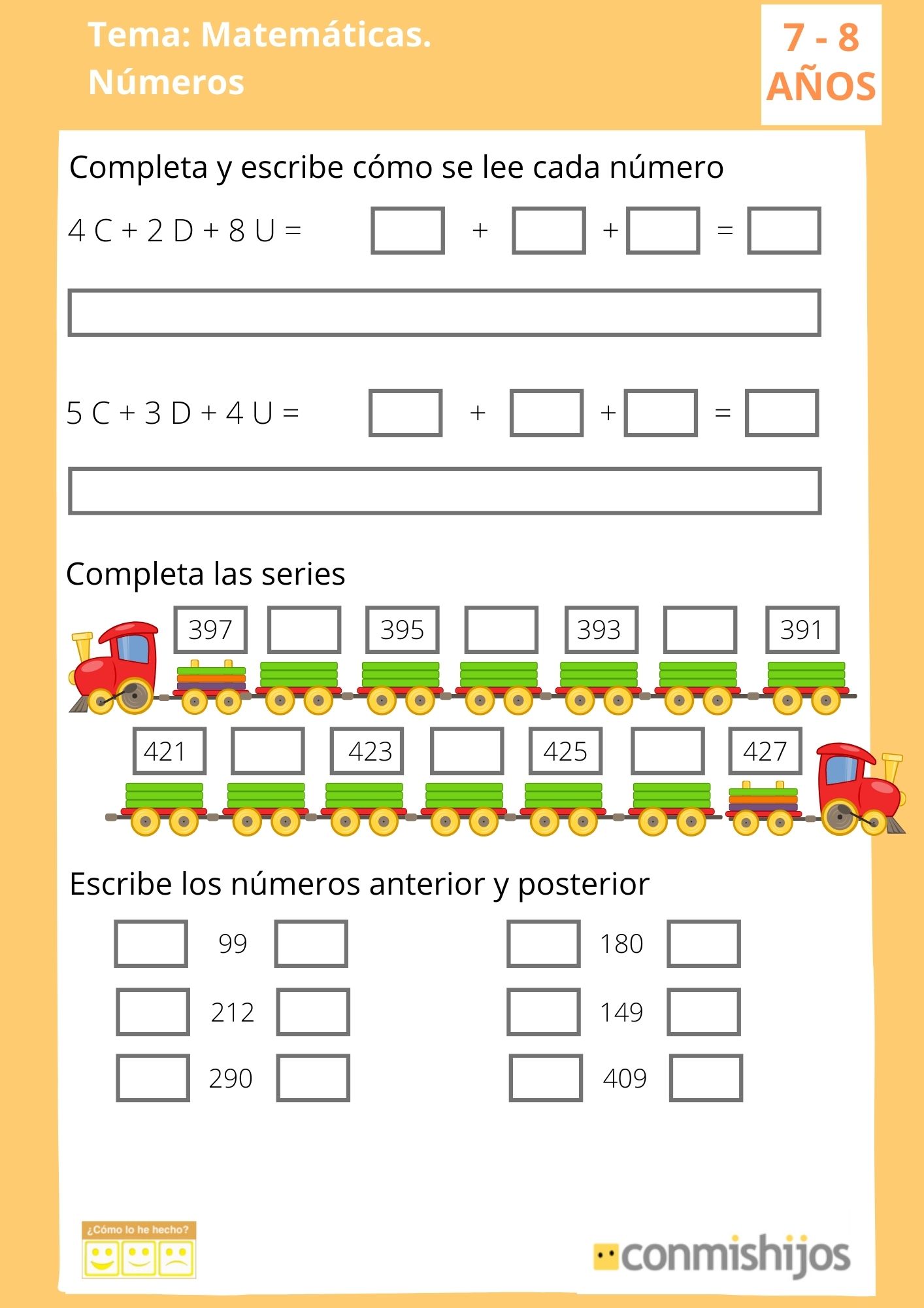 Ficha de matematicas para segundo de primaria