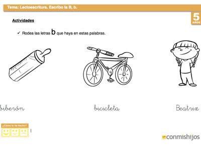 Ejercicio para practicar la escritura de la letra B