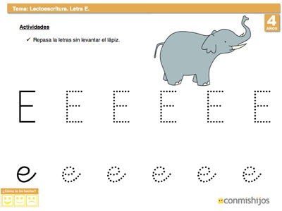 Ejercicio de lectoescritura para niños de 4 años