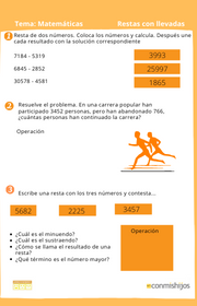 restas con llevadas  para 3º de Primaria