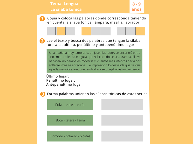 Ficha de lengua: la sílaba tónica