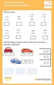 Sumas y restas sin llevadas, ficha de matemáticas