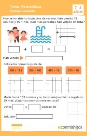 Sumas con llevadas. Ejercicio de 2º de Primaria