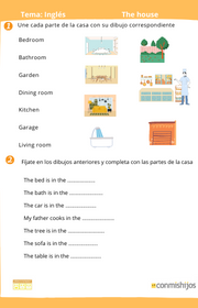 Ejercicio de las partes de la casa en inglés para niños